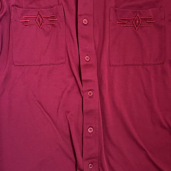 Vintage Alan Stuart Men’s Burgundy Button Down Disco Western Shirt Large - Picture 2 of 10